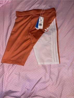 adidas Burnt Orange & White Trefoil Bike Shorts